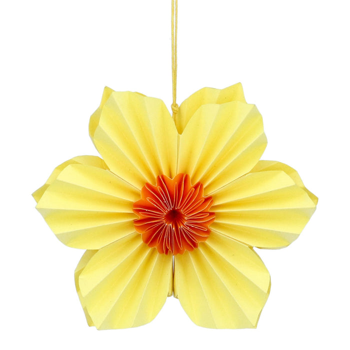 Gisela Graham White Six Petal Yellow Flower Paper Decoration 16cm