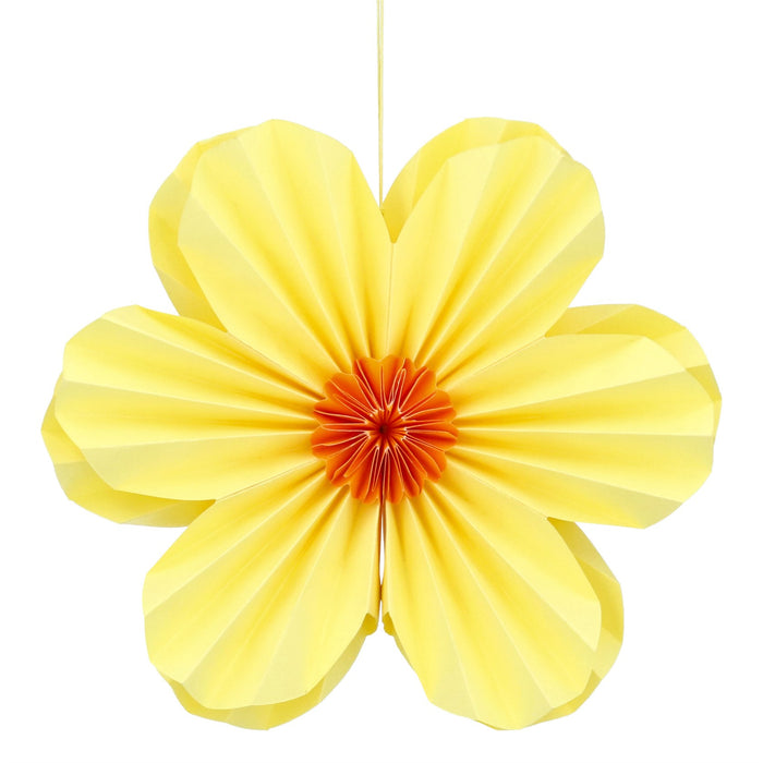 Gisela Graham White Six Petal Yellow Flower Paper Decoration 27cm