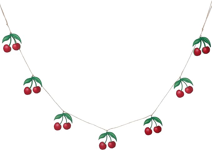 Gisela Graham Cherries Wooden Garland Hanging Decoration