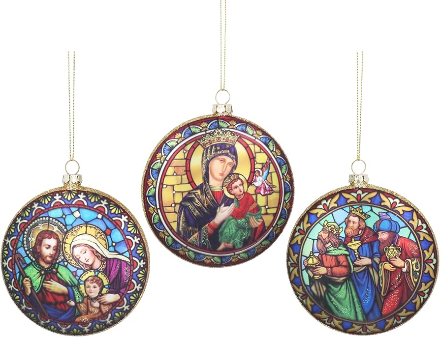 Gisela Graham Stained Glass Window Hanging Decorations