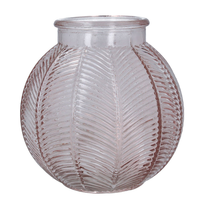 Gisela Graham Pink Leaf Ball Glass Vase 15cm