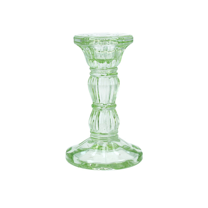Gisela Graham Pastel Green Glass Candlestick 10cm