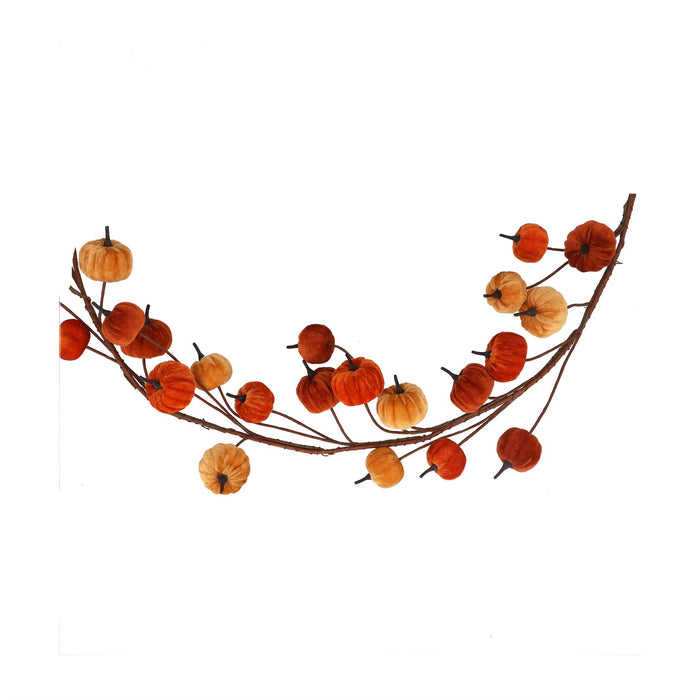 Gisela Graham Velvet Autumn Pumpkin Mix Autumn Garland 150cm