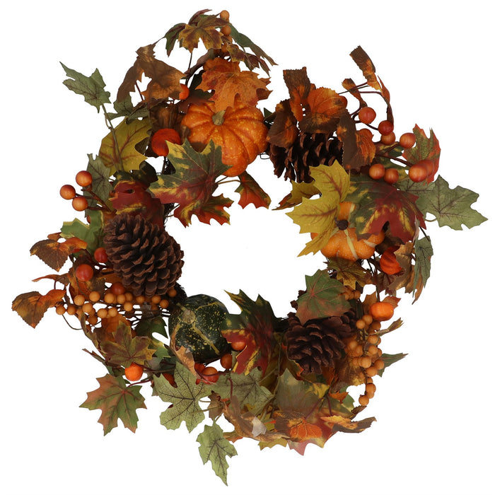 Gisela Graham Mixed Pumpkin & Pine Cone Wreath 55cm