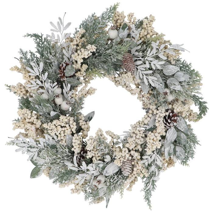 Gisela Graham Frosted Foliage & White Berry Wreath
