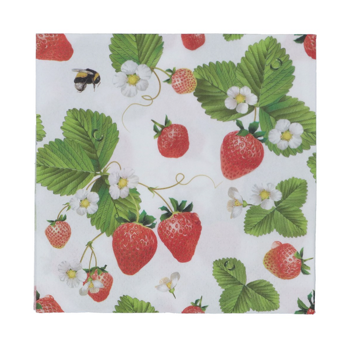 Gisela Graham Strawberry Flowers Paper Napkins Pack Of 20