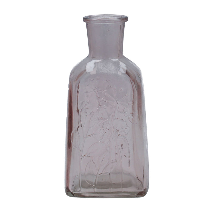 Gisela Graham Pink Bottle with Meadow Design Glass Vase - 19cm