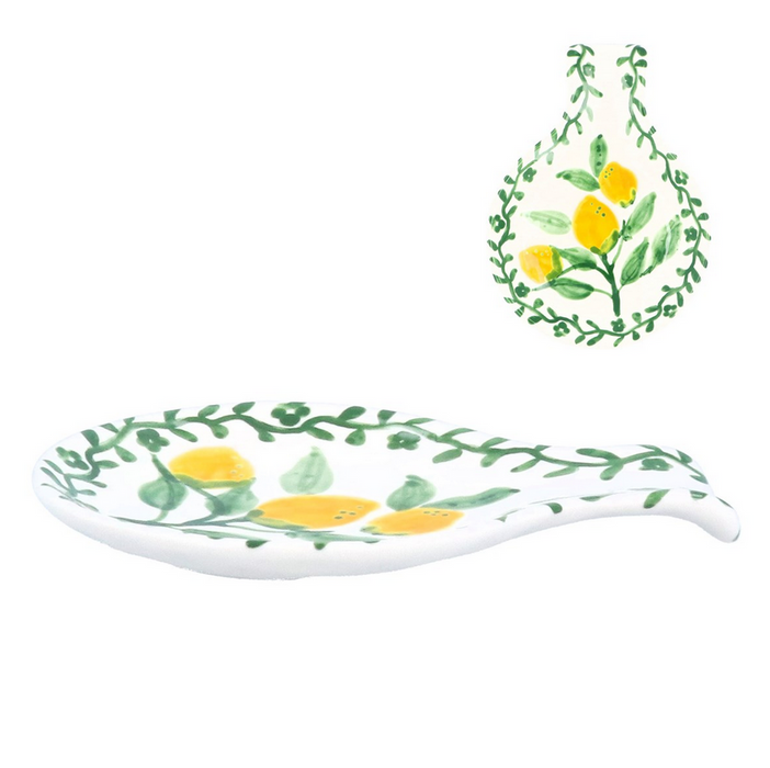 Gisela Graham Artisan Lemon Small Stoneware Plate With Handle