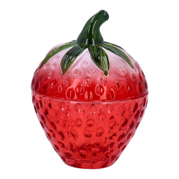 Gisela Graham Strawberries Glass Pot With Lid