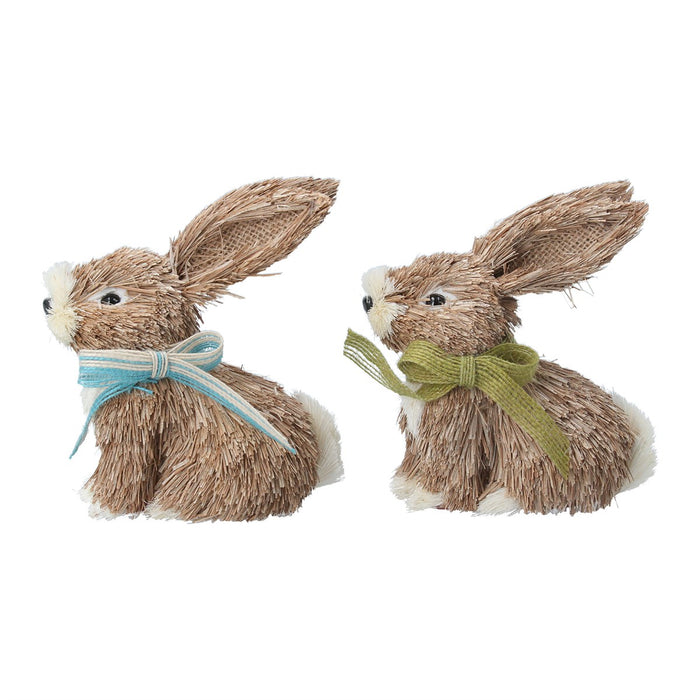 Gisela Graham Brown Mini Bunny With Bow Bristle Ornament 14cm