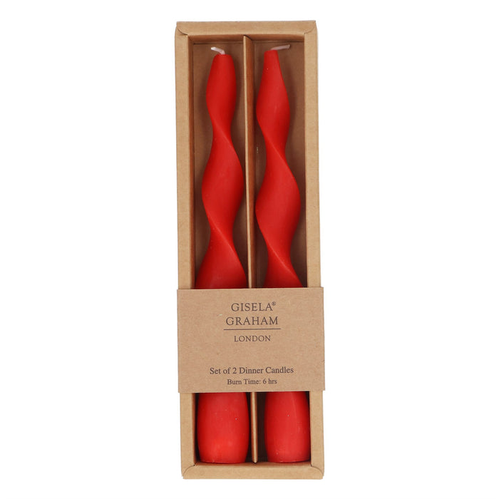 Gisela Graham Red Vintage Twist Taper Candle Box Of 2