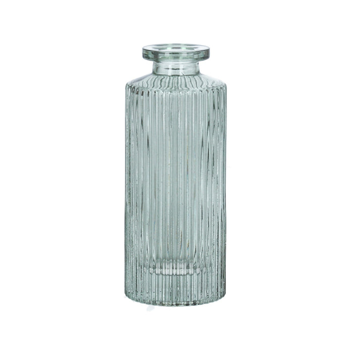 Gisela Graham Ribbed Green Bottle Glass Vase - 13cm