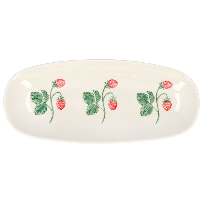 Gisela Graham Strawberries Stoneware Oval Small Plate 25cm