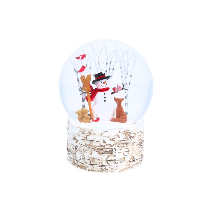 Gisela Graham Snowman With Woodland Animals Musical Snow Globe