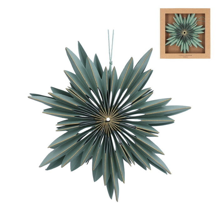 Gisela Graham Sage Green Starburst Snowflake Paper Christmas Decorations