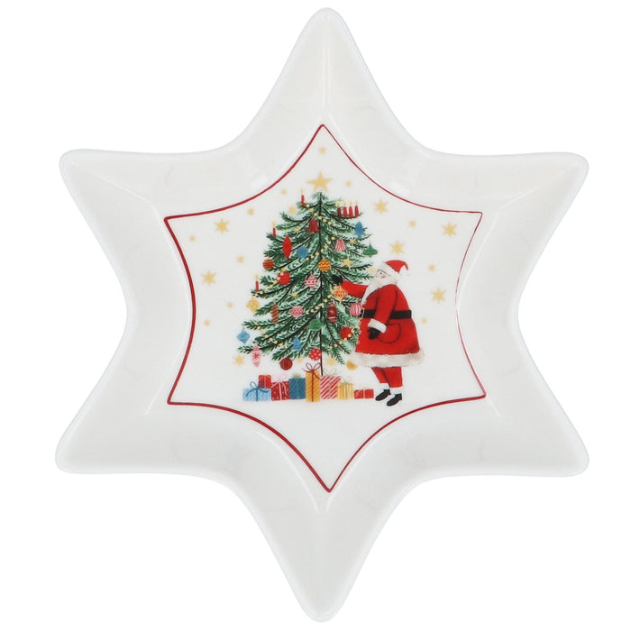 Gisela Graham Nostalgia New Bone China Santa By Tree Star Dish