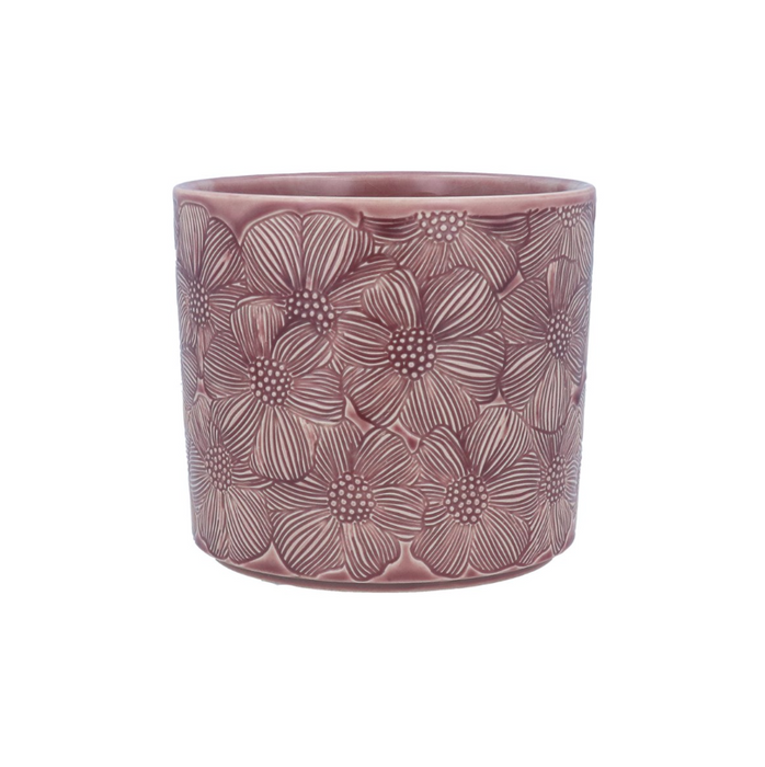 Gisela Graham Dusky Pink Cosmos Stoneware Pot Cover