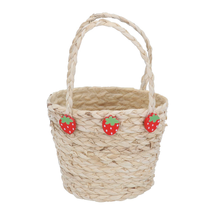 Gisela Graham Strawberry Pattern Straw Egg Basket