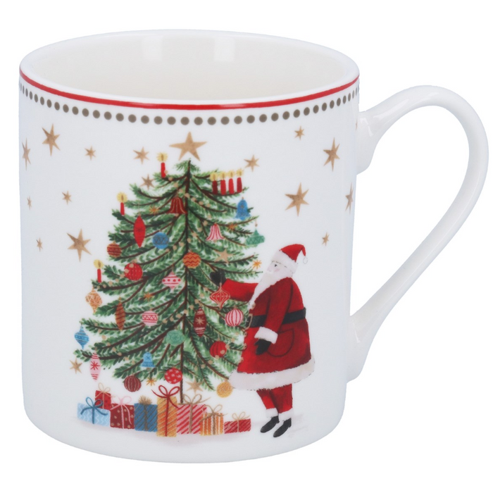 Gisela Graham Nostalgia New Bone China Santa By Tree Mug