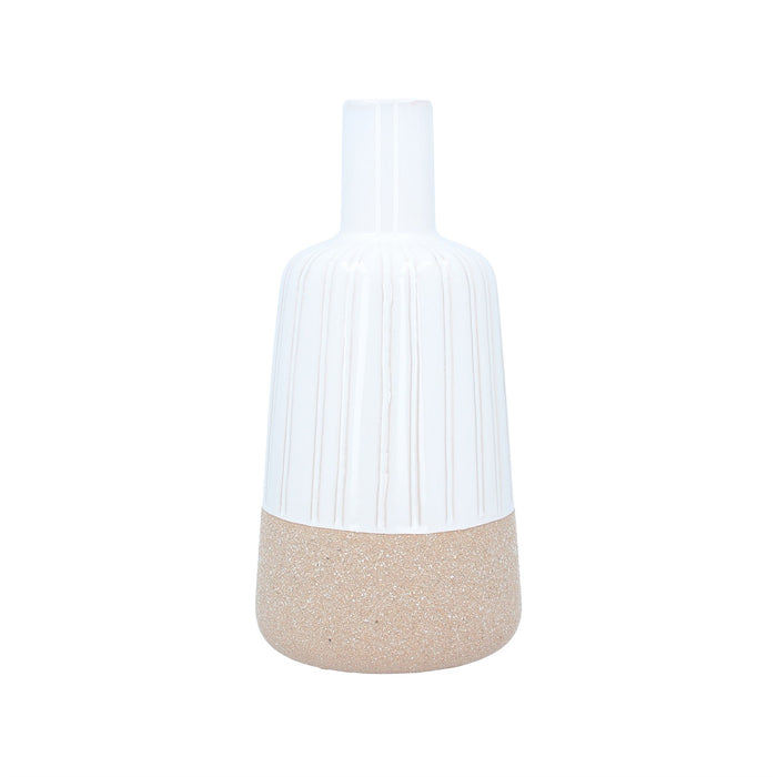 Gisela Graham White Demi-Glazed Ceramic Decorative Bottle Vase 30cm