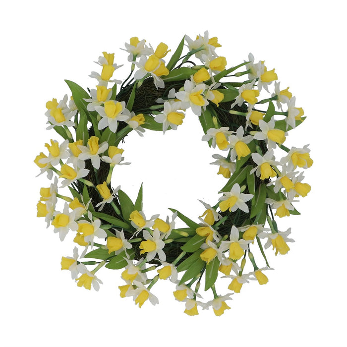 Gisela Graham Daffodil & Green Leaf Wreath
