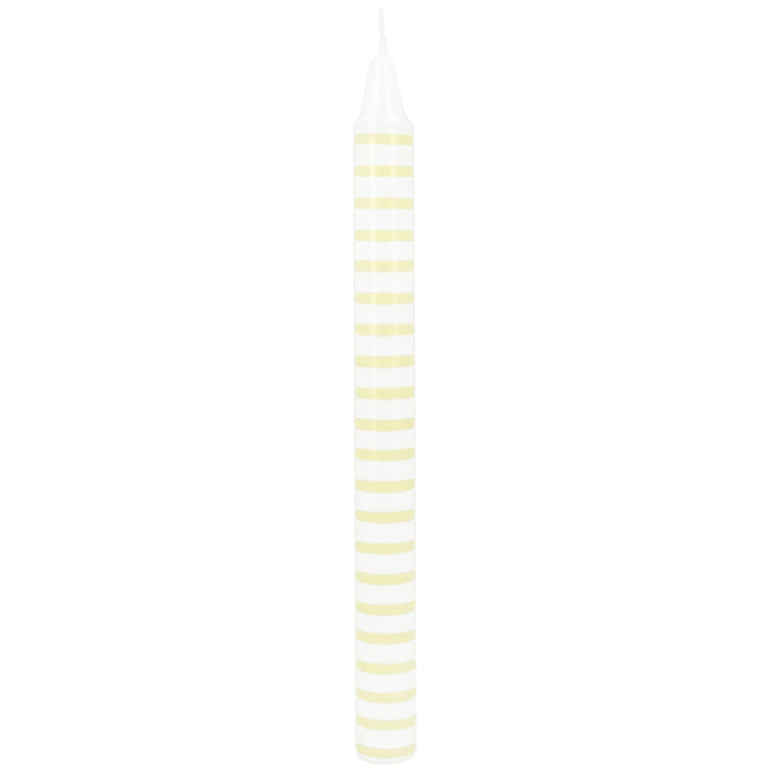 Gisela Graham Yellow Stripe Taper Candle 23cm