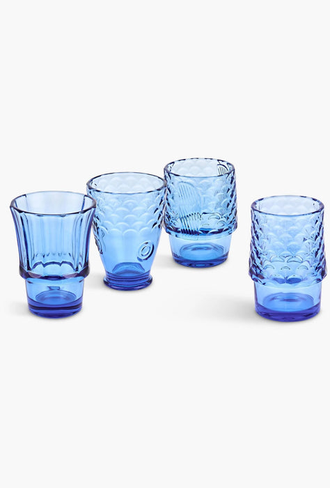 Fish Stacking Glasses – Blue Set Of 4
