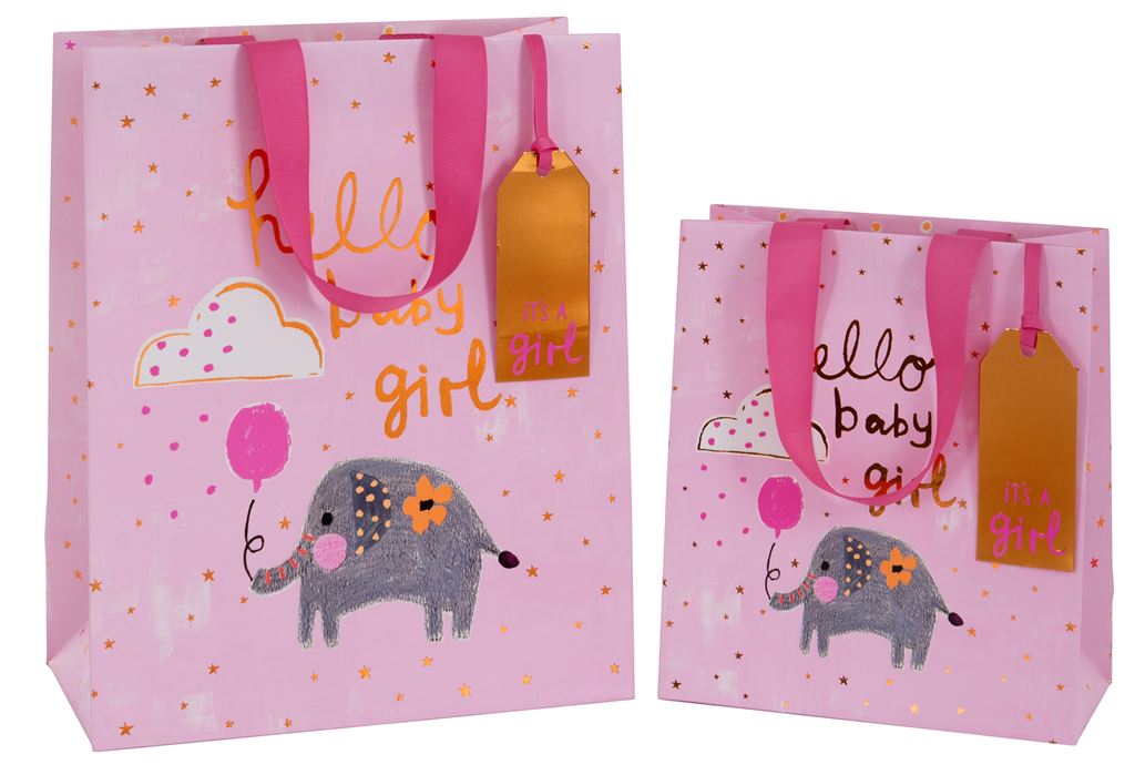 Glick Hello Baby Girl Medium Pink Gift Bag