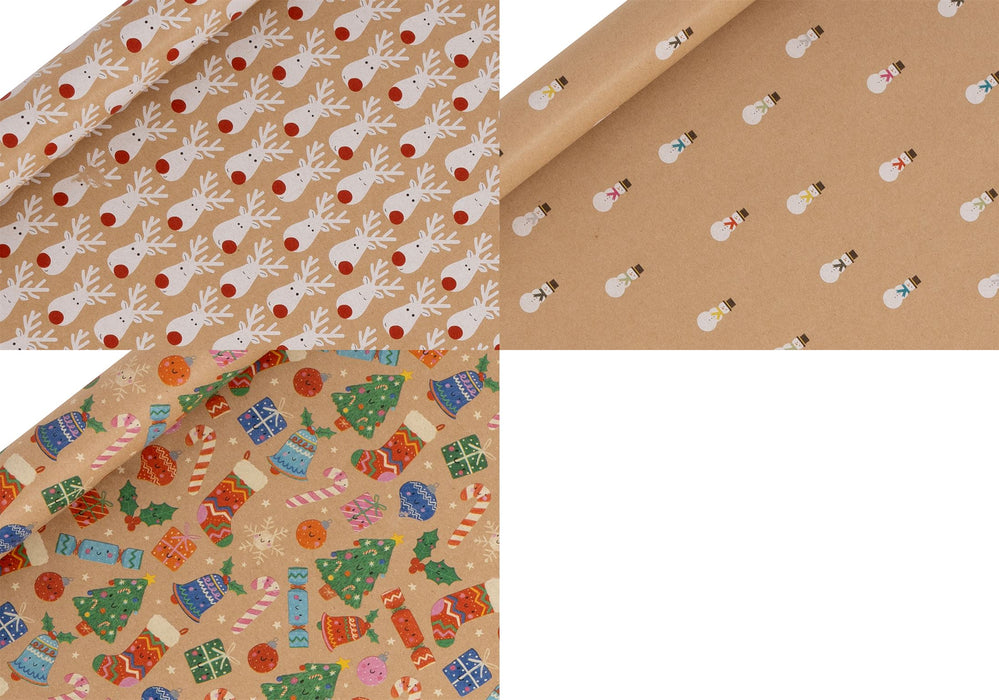Glick Christmas Joyful Kraft 3 Metre Roll Wrap