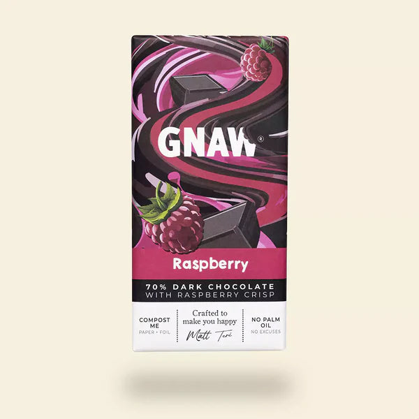 Gnaw Raspberry Flavour Dark Chocolate Bar