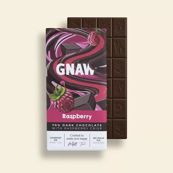 Gnaw Raspberry Flavour Dark Chocolate Bar