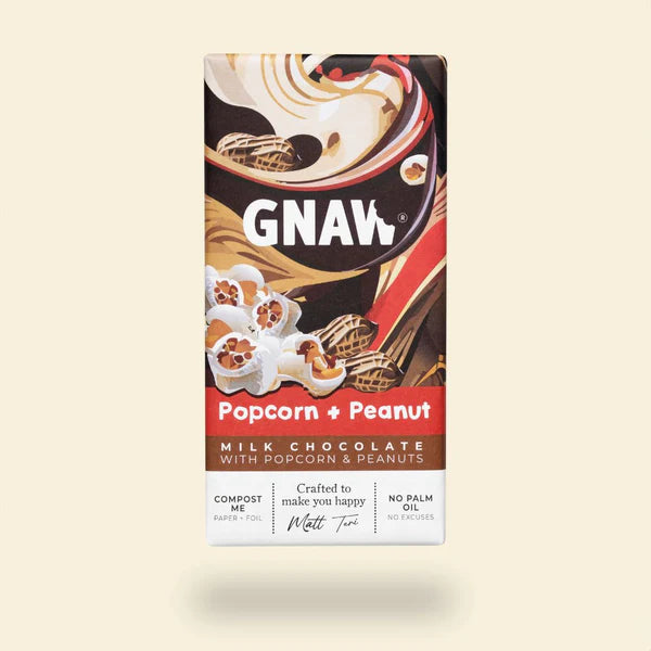 Gnaw Popcorn & Peanut Flavour Milk Chocolate Bar