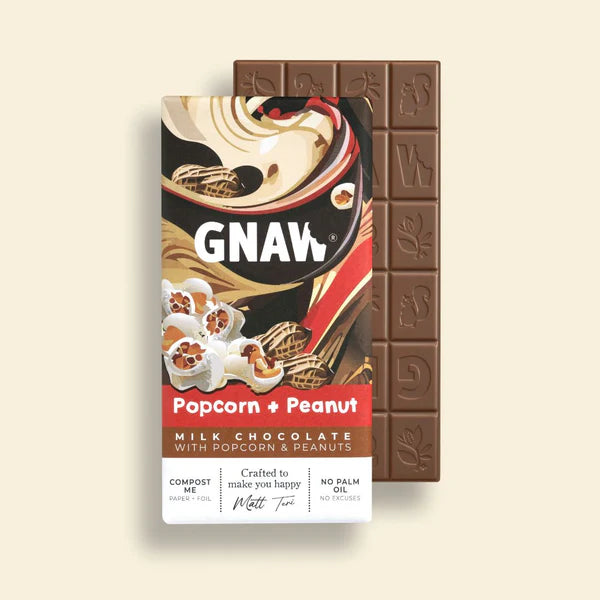 Gnaw Popcorn & Peanut Flavour Milk Chocolate Bar