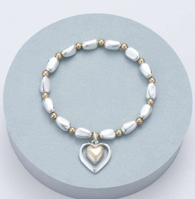 Gracee Jewellery Heart Beaded Gold Bracelet