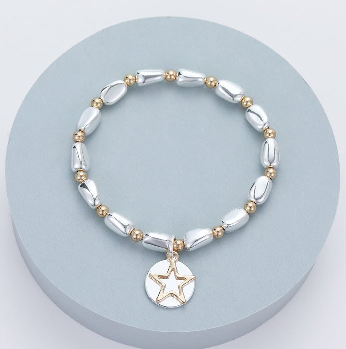 Gracee Jewellery Star & Disc Beaded Gold Bracelet