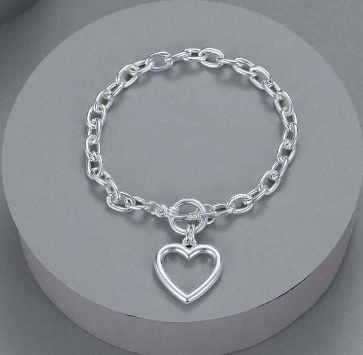 Gracee Jewellery Silver Chain Heart Bracelet