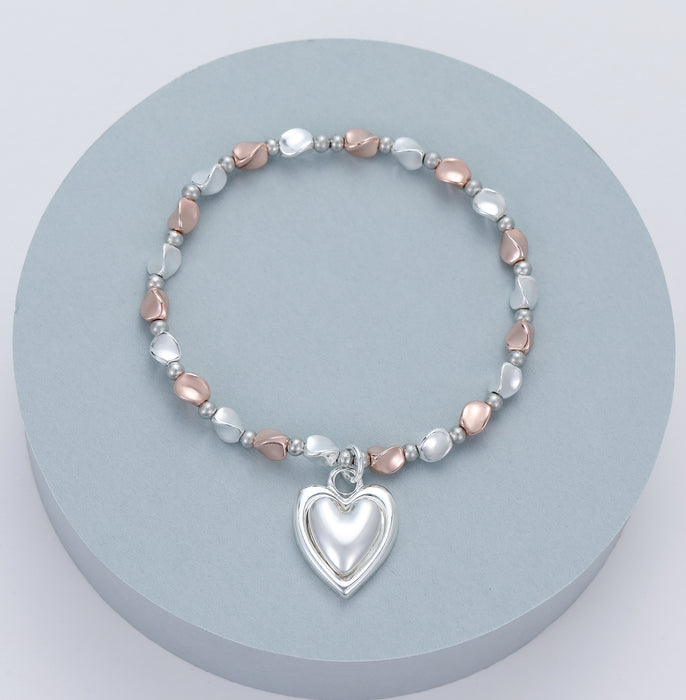 Gracee Jewellery Heart Twisted Bead Rose Gold Bracelet