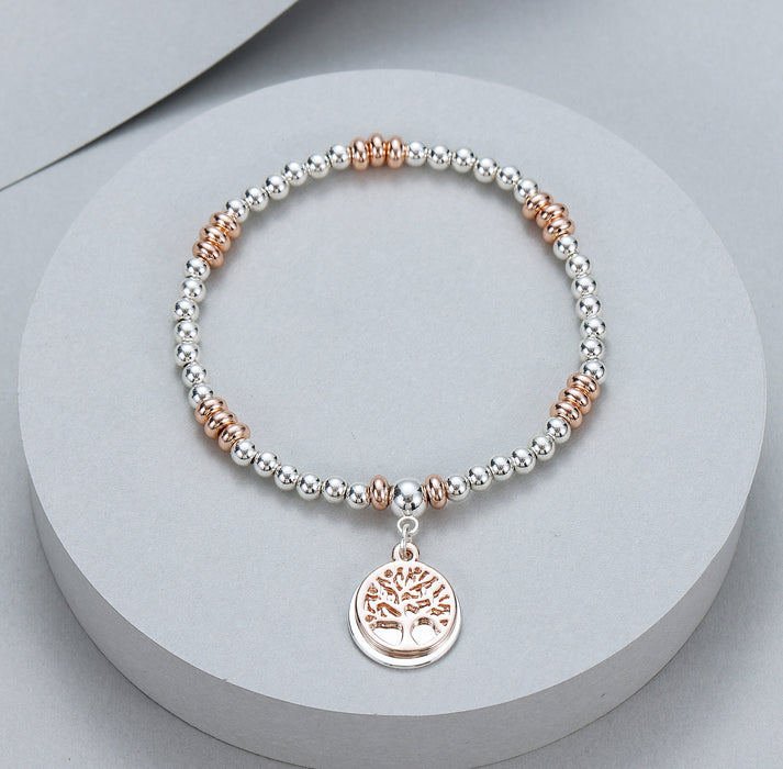 Gracee Jewellery Beaded Tree Of Life Rose Gold Bracelet