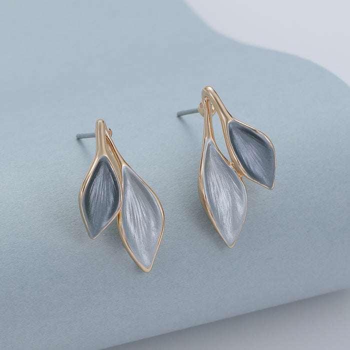 Gracee Jewellery Leaf Drop Gold Stud Earrings