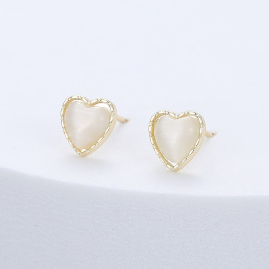 Gracee Jewellery Gold Heart With Stone Earrings