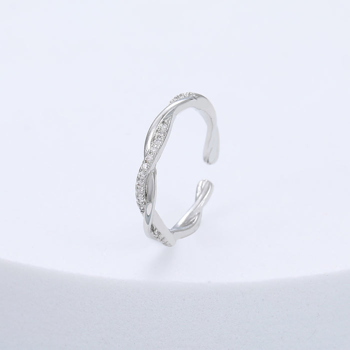 Gracee Jewellery Twisted Crystal Silver Ring