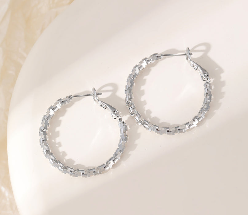 Gracee Jewellery Silver Interlocking Links Hoop Earrings