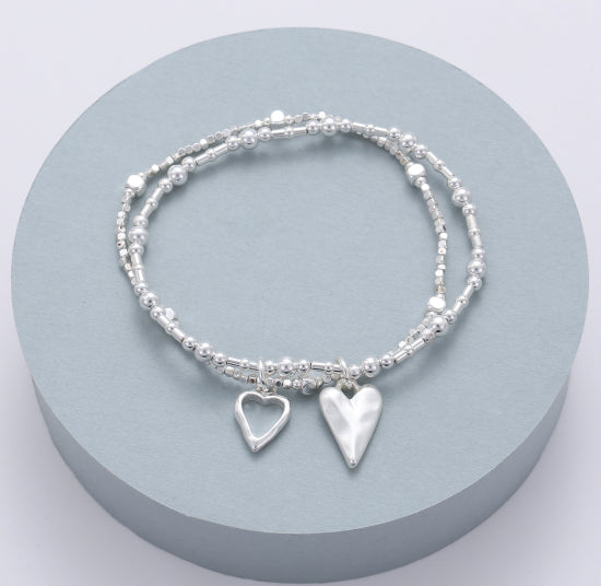 Gracee Jewellery Silver Hearts Double Bracelet