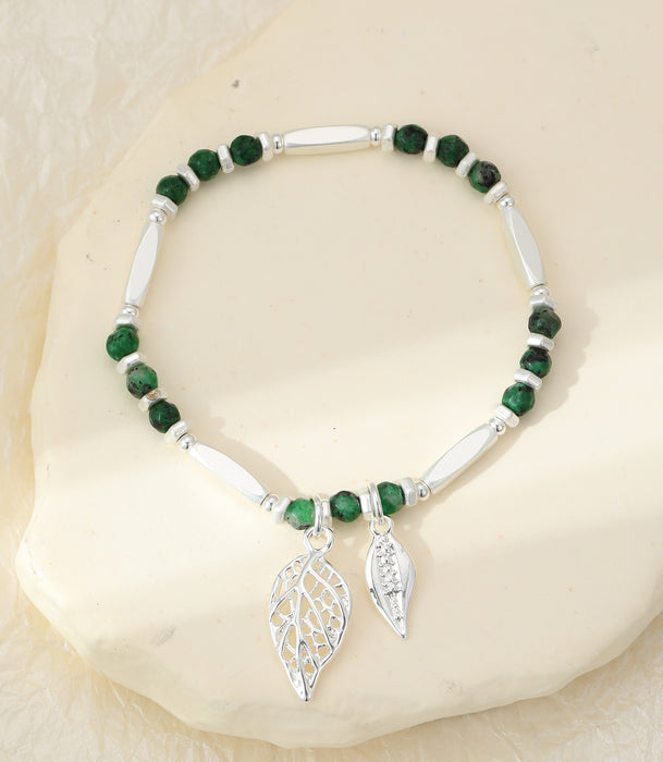 Gracee Jewellery Silver Leaves Multi-Coloured Bracelet