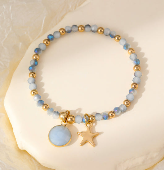 Gracee Jewellery Gold Star And Coloured Crystal Circle Bracelet