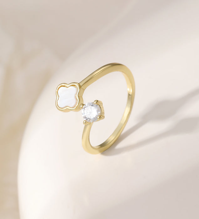 Gracee Jewellery Geometric Shape & Crystal Gold Ring