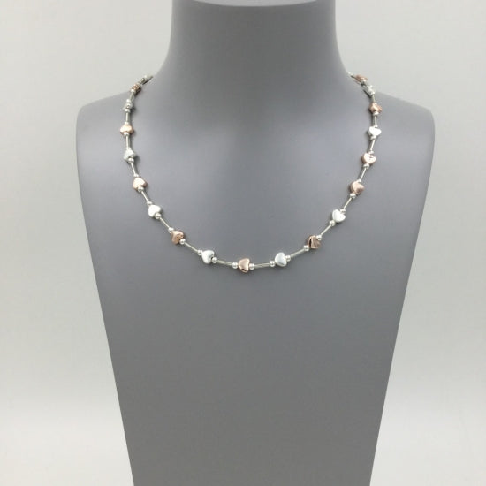 Gracee Jewellery Silver And Rose Gold Hearts Necklace