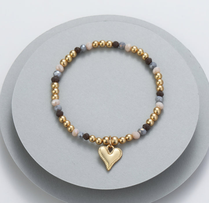 Gracee Jewellery Beaded Heart Gold Bracelet