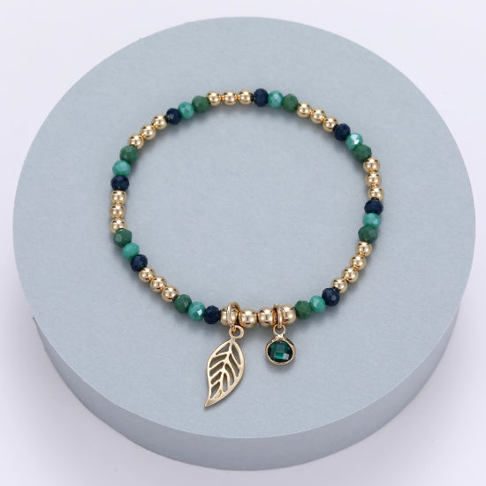 Gracee Jewellery Beaded Leaf Gold Bracelet