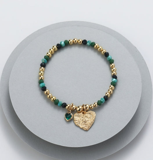 Gracee Jewellery Beaded Heart Gold Bracelet